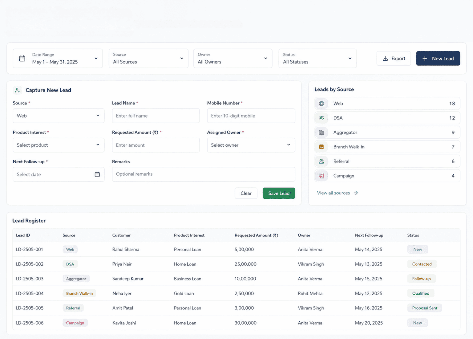 Lead and Source Capture in T3 ERP